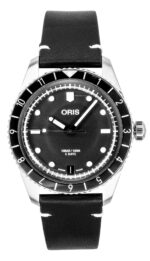 Oris Divers Sixty Five 12H Leather Strap Black Dial Automatic 01 400 7772 4054-07 5 20 82 100M Men's Watch