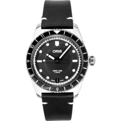 Oris Divers Sixty Five 12H Leather Strap Black Dial Automatic 01 400 7772 4054-07 5 20 82 100M Men's Watch