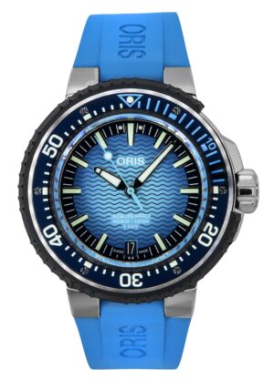 Oris Aquis Pro Rubber Strap Blue Dial Automatic Diver's 01-400-7777-7155-Set 4000M Men's Watch