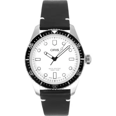 Oris Social Club Singapore Leather Strap White Dial Automatic 01-733-7707-4051-OSC-SGP-Set 100M Men's Watch