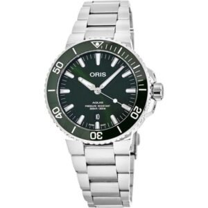 Oris Aquis Stainless Steel Green Dial Automatic Diver's 01 733 7766 4157-07 8 22 05PEB 300M Men's Watch