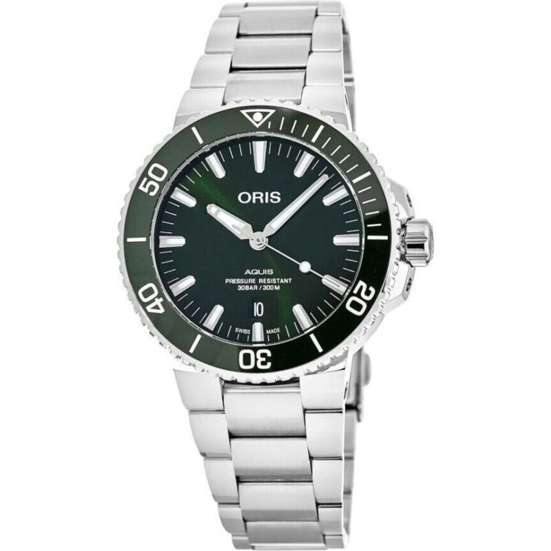 Oris Aquis Stainless Steel Green Dial Automatic Diver's 01 733 7766 4157-07 8 22 05PEB 300M Men's Watch