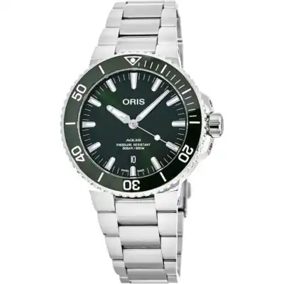 Oris Aquis Stainless Steel Green Dial Automatic Diver's 01 733 7766 4157-07 8 22 05PEB 300M Men's Watch