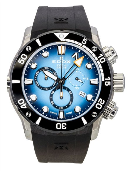 Edox CO-1 Chronograph Rubber Strap Blue Dial Quartz Diver’s 10242-TIN-BUIDN 1000M Men’s Watch - 10242TINBUIDN