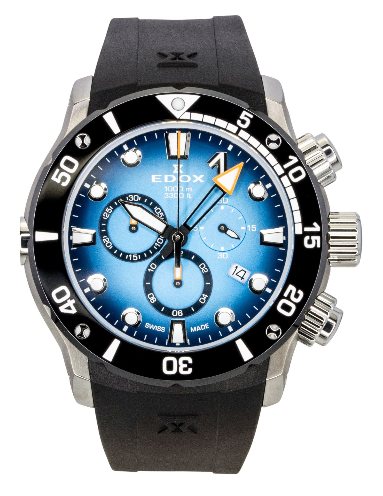 Edox CO-1 Chronograph Rubber Strap Blue Dial Quartz Diver’s 10242-TIN-BUIDN 1000M Men’s Watch - 10242TINBUIDN