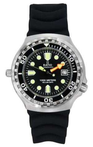 Ratio FreeDiver Version 02 Helium Safe 1000M Sapphire Quartz Black Dial 1038EF102V-BLK-V02 Men's Watch