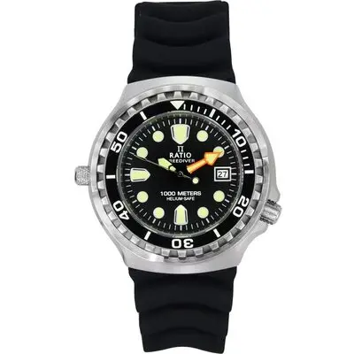 Ratio FreeDiver Version 02 Helium Safe 1000M Sapphire Quartz Black Dial 1038EF102V-BLK-V02 Men's Watch