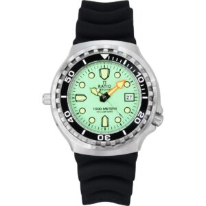 Ratio FreeDiver Version 02 Helium Safe 1000M Sapphire Quartz Mint Green Dial 1038EF102V-GRN-V02 Men's Watch