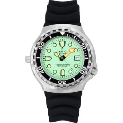 Ratio FreeDiver Version 02 Helium Safe 1000M Sapphire Quartz Mint Green Dial 1038EF102V-GRN-V02 Men's Watch
