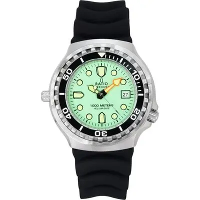Ratio FreeDiver Version 02 Helium Safe 1000M Sapphire Quartz Mint Green Dial 1038EF102V-GRN-V02 Men's Watch