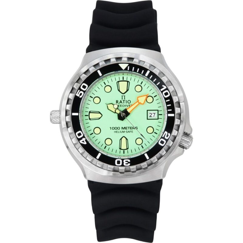 Ratio FreeDiver Version 02 Helium Safe 1000M Sapphire Quartz Mint Green Dial 1038EF102V-GRN-V02 Men's Watch