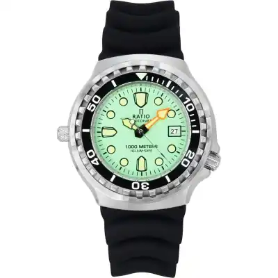 Ratio FreeDiver Version 02 Helium Safe 1000M Sapphire Quartz Mint Green Dial 1038EF102V-GRN-V02 Men's Watch