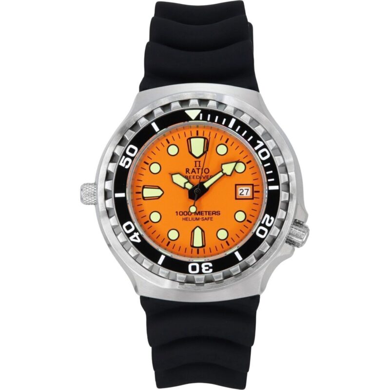 Ratio FreeDiver Version 02 Helium Safe 1000M Sapphire Quartz Orange Dial 1038EF102V-ORG-V02 Men's Watch Ratio FreeDiver Version 02 Helium Safe 1000M Sapphire Quartz Orange Dial 1038EF102V-ORG-V02 Men's Watch
