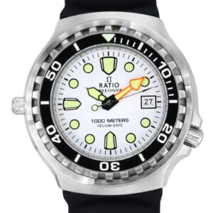 Ratio FreeDiver Version 02 Helium Safe 1000M Sapphire Quartz White Dial 1038EF102V-WHT-V02 Men's Watch