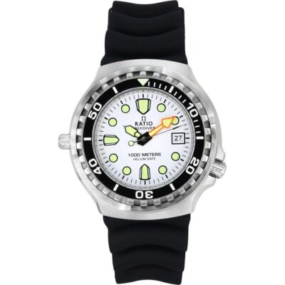 Ratio FreeDiver Version 02 Helium Safe 1000M Sapphire Quartz White Dial 1038EF102V-WHT-V02 Men's Watch