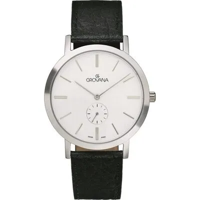 Grovana Kensington Leather Strap Silver Dial Quartz 1050.5532 Men's Watch