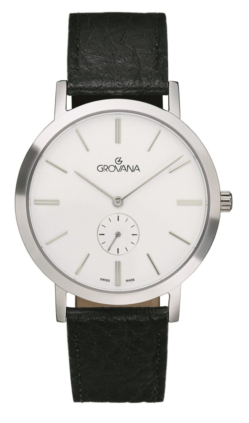 Grovana Kensington Leather Strap Silver Dial Quartz 1050.5532 Men's Watch