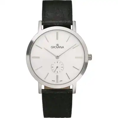 Grovana Kensington Leather Strap Silver Dial Quartz 1050.5532 Men's Watch
