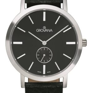 Grovana Kensington Leather Strap Black Dial Quartz 1050.5537 Men's Watch