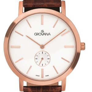 Grovana Kensington Leather Strap Silver Dial Quartz 1050.5562 Men's Watch