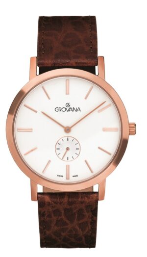 Grovana Kensington Leather Strap Silver Dial Quartz 1050.5562 Men's Watch