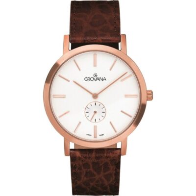 Grovana Kensington Leather Strap Silver Dial Quartz 1050.5562 Men's Watch