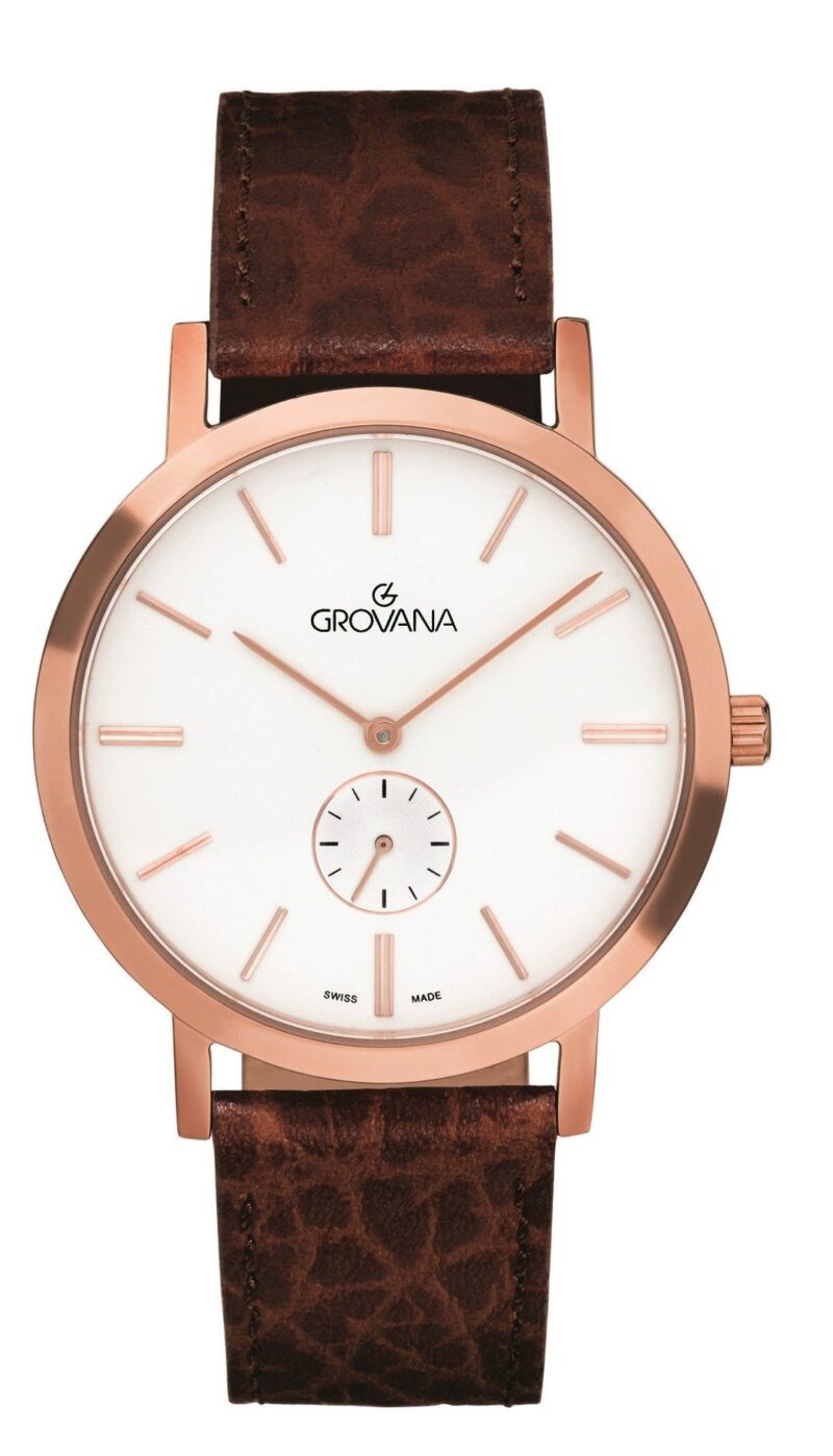 Grovana Kensington Leather Strap Silver Dial Quartz 1050.5562 Men's Watch