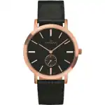 Grovana Kensington Leather Strap Black Dial Quartz 1050.5567 Men's Watch