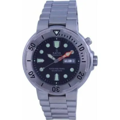 Ratio FreeDiver Black Dial Stainless Steel Quartz 1050MD93-02V-BLK 1000M Men's Watch