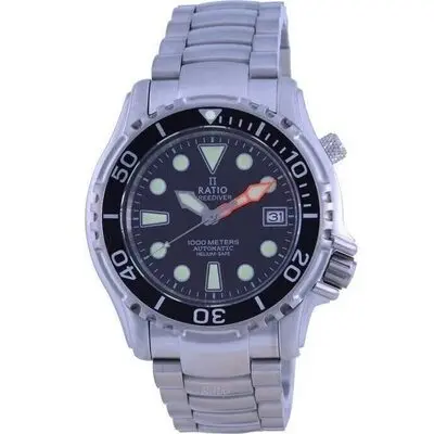 Ratio FreeDiver Helium Safe 1000M Black Dial Stainless Steel Automatic 1066KE26-33VA-BLK Men's Watch
