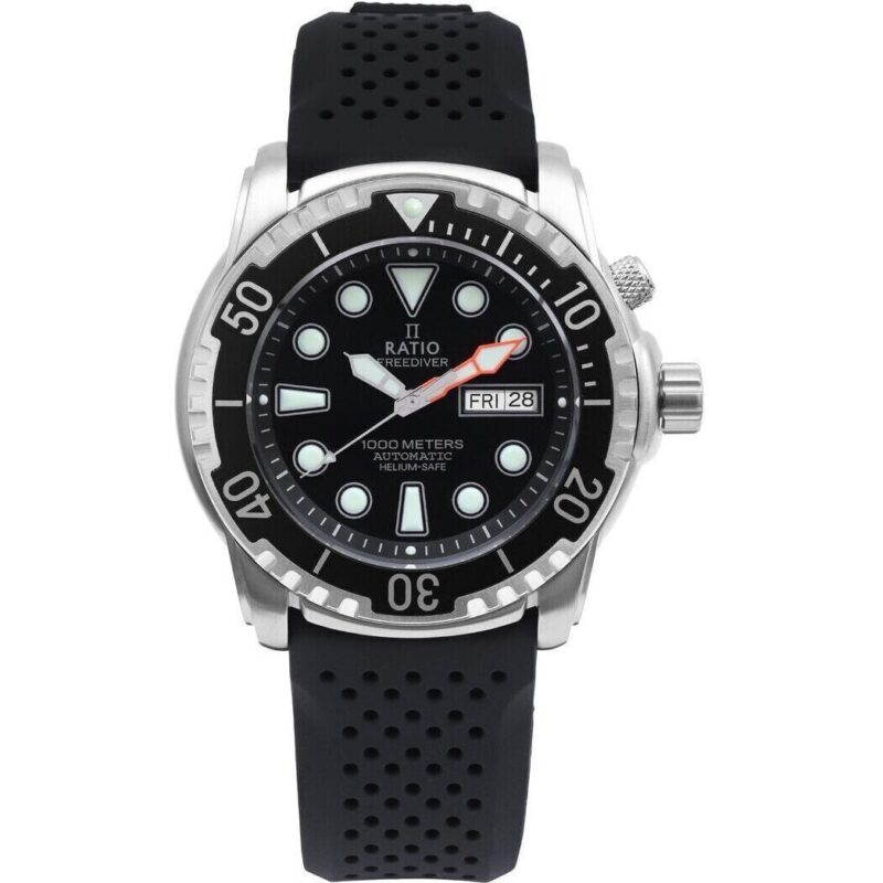 Ratio FreeDiver Helium-Safe 1000M Sapphire Automatic 1068HA90-34VA-BLK Men's Watch Ratio FreeDiver Helium-Safe 1000M Sapphire Automatic 1068HA90-34VA-BLK Men's Watch