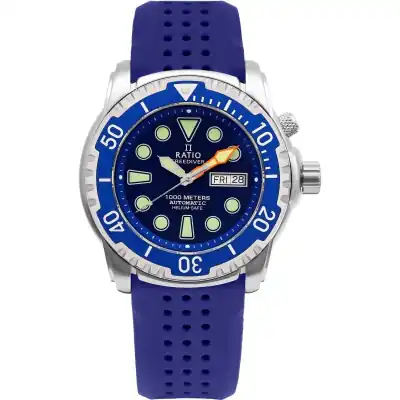 Ratio FreeDiver Version 02 Helium Safe 1000M Sapphire Automatic Blue Dial 1068HA90-34VA-BLU-V02 Men's Watch