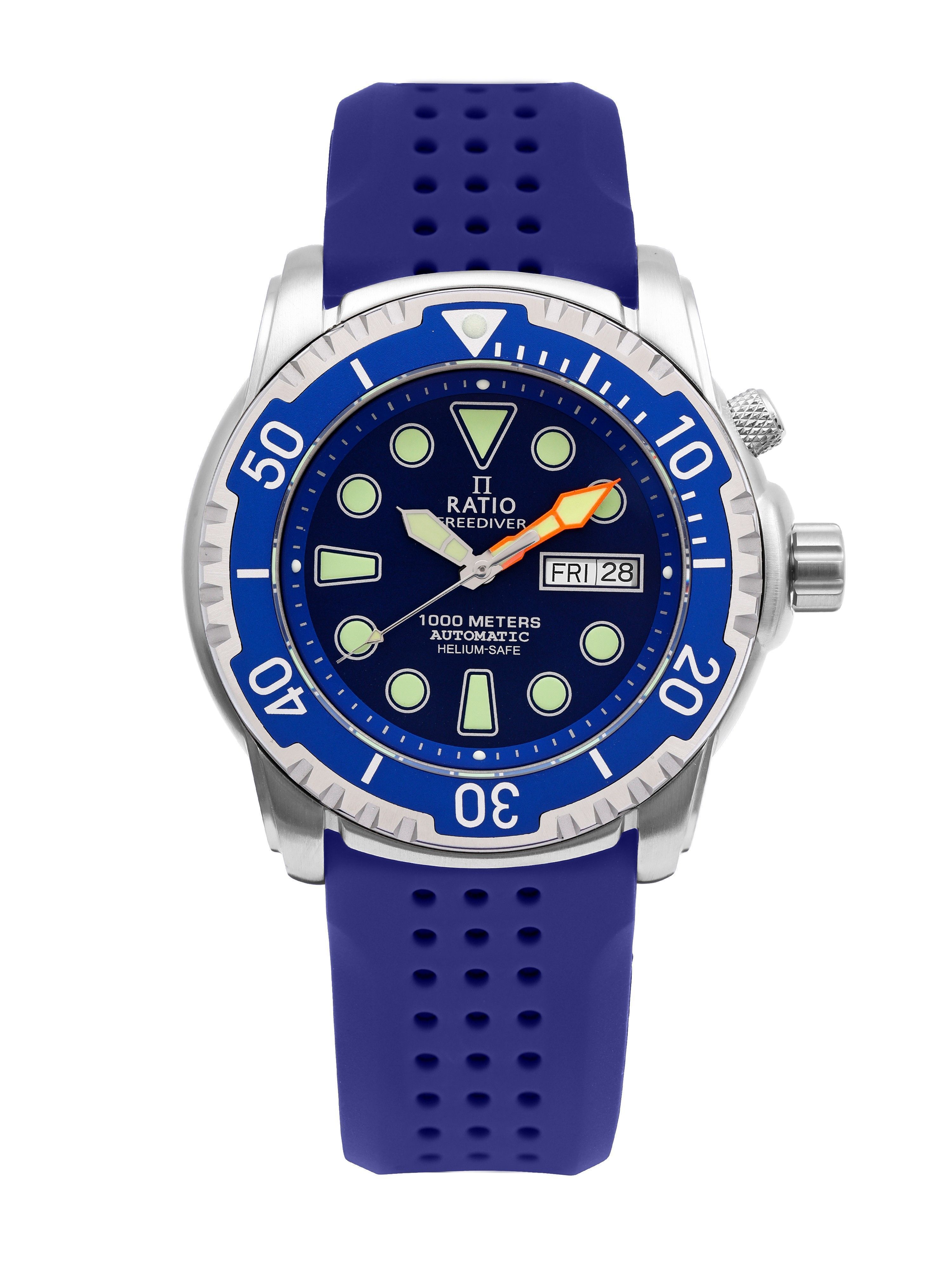 Ratio FreeDiver Version 02 Helium Safe 1000M Sapphire Automatic Blue Dial 1068HA90-34VA-BLU-V02 Men's Watch