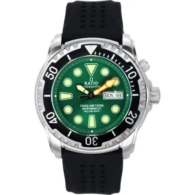 Ratio FreeDiver Version 02 Helium Safe 1000M Sapphire Automatic Green Dial 1068HA90-34VA-GRN-V02 Men's Watch