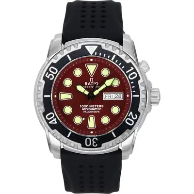 Ratio FreeDiver Version 02 Helium Safe 1000M Sapphire Automatic Red Dial 1068HA90-34VA-RED-V02 Men's Watch
