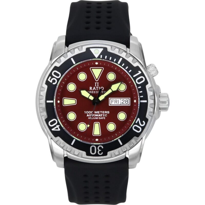 Ratio FreeDiver Version 02 Helium Safe 1000M Sapphire Automatic Red Dial 1068HA90-34VA-RED-V02 Men's Watch
