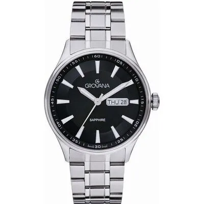Grovana St. Andrews Stainless Steel Black Dial Quartz 1194.1137 Men's Watch