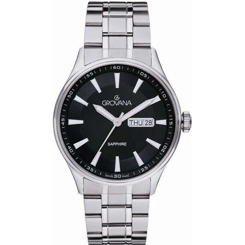 Grovana St. Andrews Stainless Steel Black Dial Quartz 1194.1137 Men's Watch Grovana St. Andrews Stainless Steel Black Dial Quartz 1194.1137 Men's Watch