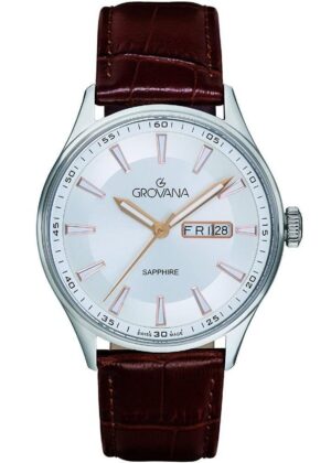 Grovana St. Andrews Leather Strap Silver Dial Quartz 1194.1528 Men's Watch