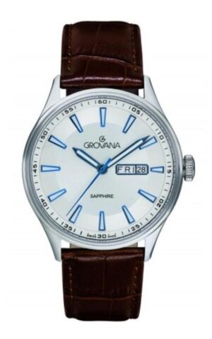 Grovana St. Andrews Leather Strap Silver Dial Quartz 1194.1532 Men's Watch