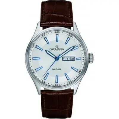 Grovana St. Andrews Leather Strap Silver Dial Quartz 1194.1532 Men's Watch