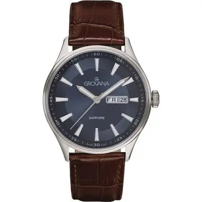 Grovana St. Andrews Leather Strap Blue Dial Quartz 1194.1535 Men's Watch