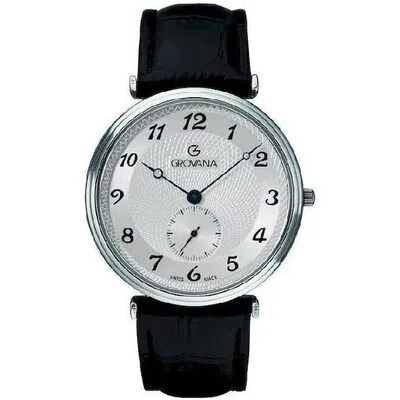 Grovana Belleville Leather Strap Silver Dial Quartz 1276.5532 Men's Watch