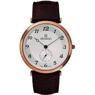 Grovana Belleville Leather Strap Silver Dial Quartz 1276.5562 Men's Watch