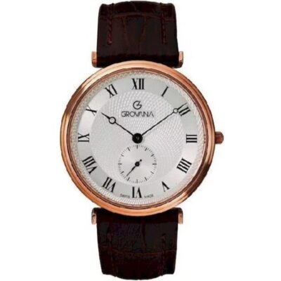 Grovana Belleville Leather Strap Silver Dial Quartz 1276.5568 Men's Watch