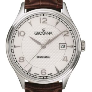 Grovana Kensington Leather Strap Silver Dial Quartz 1305.1532 Men's Watch