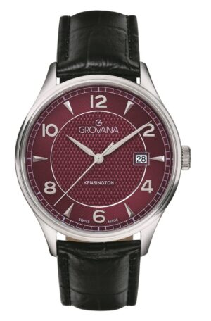 Grovana Kensington Leather Strap Bordeaux Dial Quartz 1305.1536 Men's Watch