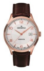 Grovana Kensington Leather Strap Silver Dial Quartz 1305.1562 Men's Watch