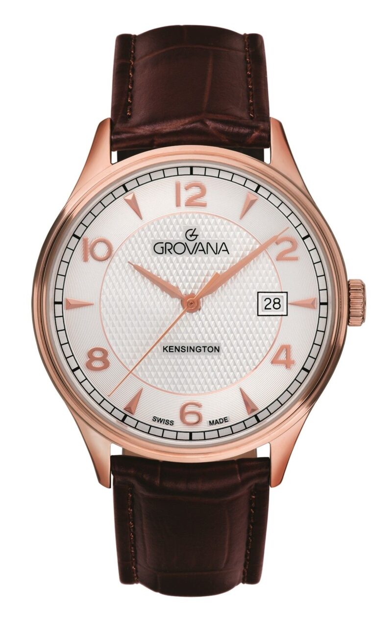 Grovana Kensington Leather Strap Silver Dial Quartz 1305.1562 Men's Watch