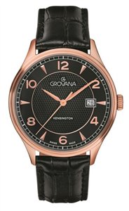 Grovana Kensington Classic Leather Strap Black Dial Quartz 1305.1567 Men's Watch